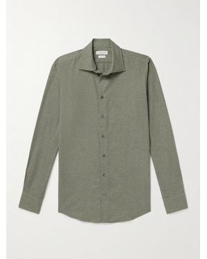 Richard James Cotton And Cashmere-Blend Flannel Shirt - Green
