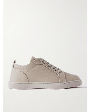 Christian Louboutin Rantulow Orlato Grosgrain-Trimmed Full-Grain Leather Trainers - Natural