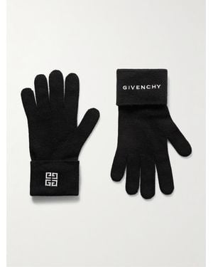 Givenchy 4G Logo-Embroidered Wool And Cashmere-Blend Gloves - Black