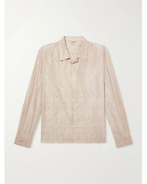 Bode Sagebrush Printed Silk-Satin Shirt - Natural