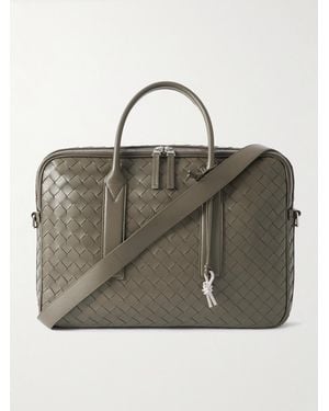 Bottega Veneta Intrecciato Leather Briefcase - Green