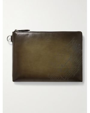 Berluti Nino Scritto Venezia Leather Pouch - Green