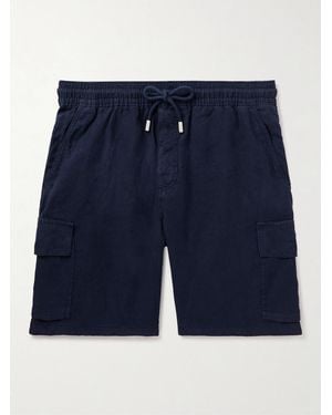 Vilebrequin Straight-Leg Linen Drawstring Cargo Shorts - Blue