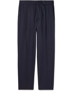 Barena Straight-Leg Pleated Cotton-Gabardine Pants - Blue