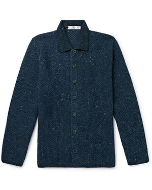 Inis Meáin Breidin Merino Wool And Cashmere-blend Shirt Jacket - Blue
