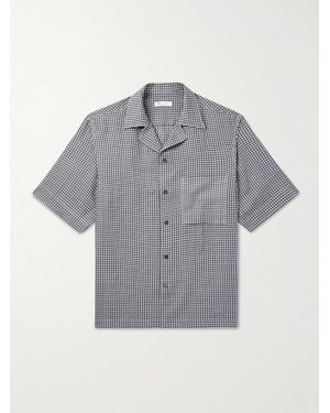 Loro Piana Federico Camp-Collar Checked Linen Shirt - Grey