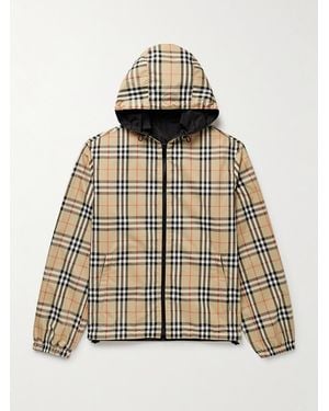 Burberry Reversible Checked Shell Hooded Jacket - Natural