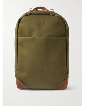Bennett Winch Logo-Embroidered Leather-Trimmed Cotton-Canvas Backpack - Green