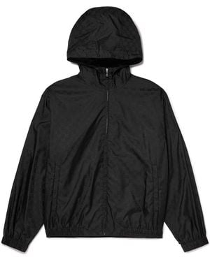 Gucci Logo-Jacquard Shell Hooded Jacket - Black