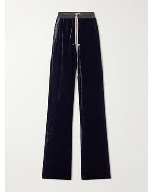 Rick Owens Bela Wide-Leg Drawstring Velour Trousers - Blue