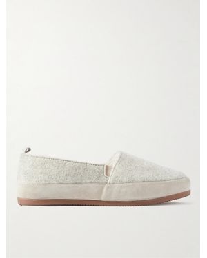 Mulo Suede-Trimmed Wool-Felt Slippers - White