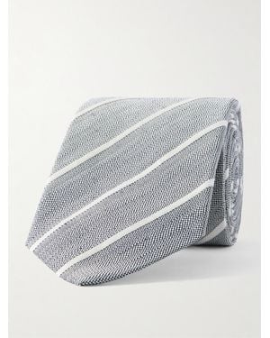 Richard James Striped Silk And Linen-Blend Gabardine Neck Tie - Grey