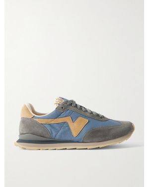 Visvim Fkt Runner Suede-trimmed Quilted Canvas Trainers - Blue