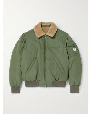 Moncler Maulevrier Reversible Plush And Shell Bomber Jacket - Green