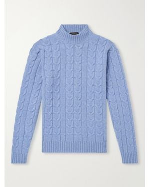 Slowear Zanone Slim-Fit Cable-Knit Virgin Wool Sweater - Blau