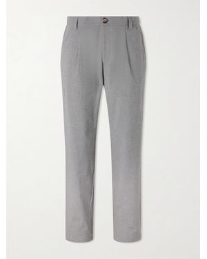 Oliver Spencer Morton Straight-Leg Pleated Checked Cotton-Blend Suit Trousers - Grey