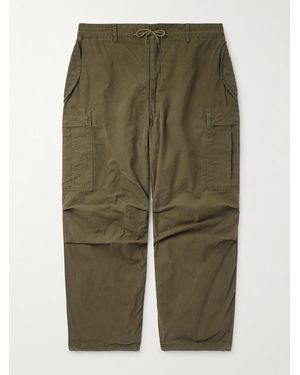 Remi Relief Wide-Leg Cotton-Canvas Drawstring Cargo Trousers - Green
