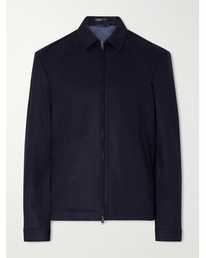 Sunspel Boiled Wool Bomber Jacket - Blue