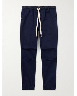 Beams Plus Gym Tapered Stretch-Cotton Twill Drawstring Trousers - Blue