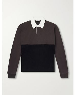 Agolde Colour-Block Cotton-Jersey Polo Shirt - Blue