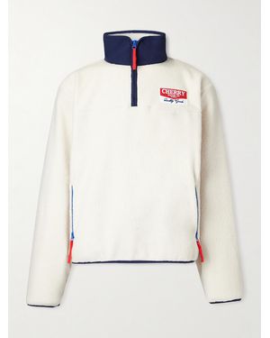 CHERRY LA Logo-Appliquéd Fleece Half-Zip Sweatshirt - White
