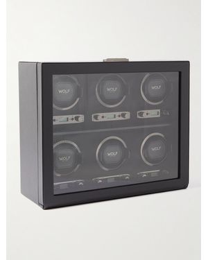 Wolf British Racing Pebble-Grain Vegan Leather Six-Piece Watch Winder - Grey