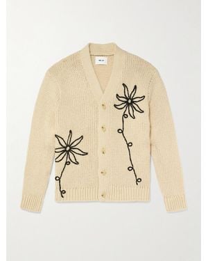 NN07 Mika Flower 6620 Embroidered Recycled Knitted Cardigan - Natural