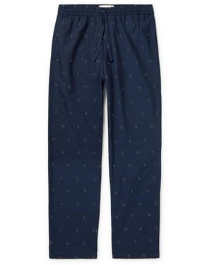 SMR Days Malibu Embroidered Organic Cotton Drawstring Pants - Blue