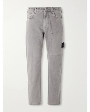 Stone Island Straight-Leg Mineral-Dyed Cotton Gabardine-Tc Trousers - Grey