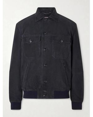 Canali Suede Blouson Jacket - Blue