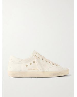 Golden Goose Super-Star Distressed Canvas Trainers - Natural