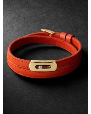 Messika My Move Armband aus Leder mit Gold und Diamanten - Rot