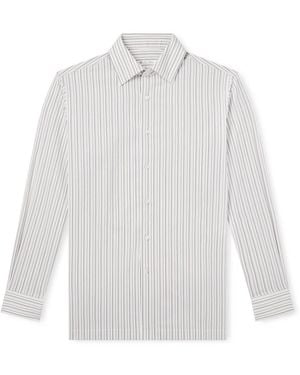 Loro Piana Striped Cotton And Silk-Blend Shirt - White