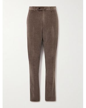 Caruso Slim-Fit Straight-Leg Cotton-Blend Corduroy Suit Trousers - Brown