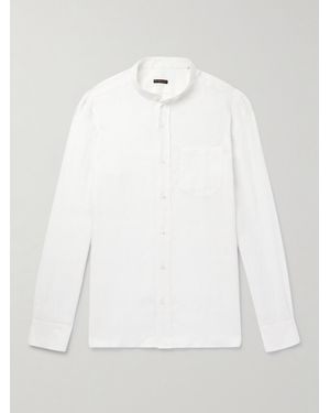 Rubinacci Guru Grandad-Collar Linen Shirt - White
