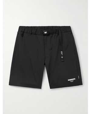 Neighborhood Straight-Leg Belted Logo-Print Shell Shorts - Black