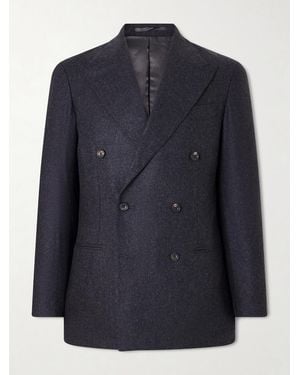J. Mueser Waverly Double-breasted Virgin Wool Suit Jacket - Blue