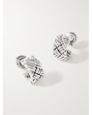 Bottega Veneta Intrecciato Small Sterling Silver Earrings - Metallic
