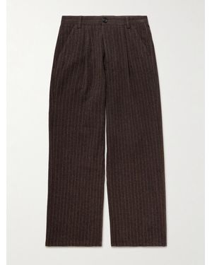 Oliver Spencer Orsman Wide-Leg Cotton-Blend Trousers - Brown