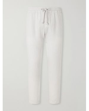 Fedeli Straight-Leg Linen Drawstring Pants - White