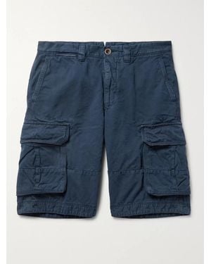 Slowear Washed Cotton And Linen-Blend Cargo Shorts - Blue
