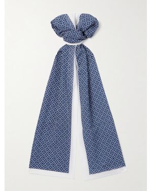 Anderson & Sheppard Printed Cotton-Voile Scarf - Blue