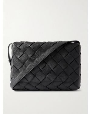 Bottega Veneta Large Diago Intrecciato Full-grain Leather Messenger Bag - Black