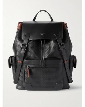 Serapian Large Logo-Embossed Coated-Canvas And Leather Backpack - Black