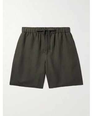 De Bonne Facture Lounge Straight-leg Linen Drawstring Shorts - Green