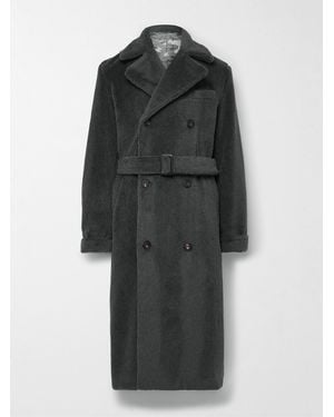 Richard James Teddy Double-breasted Belted Alpaca Coat - Black