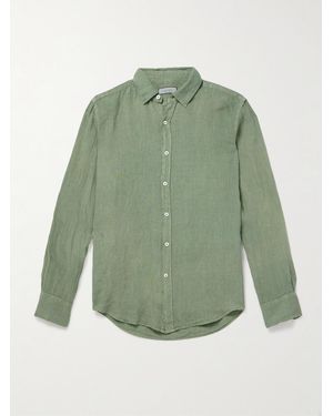 Canali Garment-Dyed Linen Shirt - Green