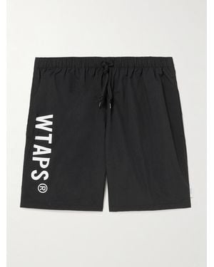 WTAPS Straight-Leg Logo-Print Nylon Drawstring Shorts - Black