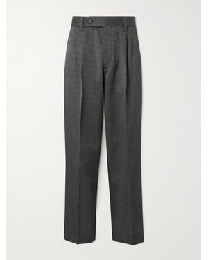 mfpen Straight-leg Pleated Striped Wool And Silk-blend Pants - Grey