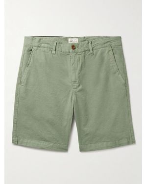 Hartford Byron Slim-Fit Straight-Leg Garment-Dyed Cotton And Linen-Blend Shorts - Green